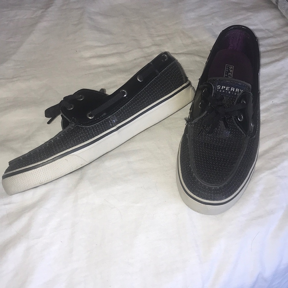 Sperry Top Sider Black Sequin Sz 8.5